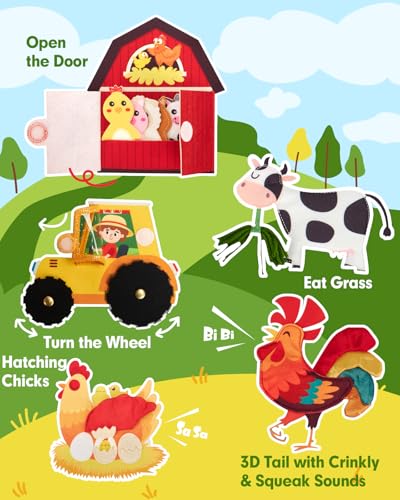 Image of hahaland Busy Book for Toddlers 1-3 - Montessori Toys Busy Board for 1 Year Old Boy Gifts Girl Toys Educational Learning Quiet Activity Books Toddler Travel Toys for One Year Old Birthday Gift