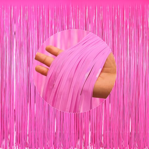 Image of The FOMO Factory Pastel Pink Birthday Decoration Kit | Silver, Pink Balloon Arch Kit + Large Pastel Pink Curtain + HBD Banner | Easy Birthday Decoration for Girls, Kids, Adults (Pink53)
