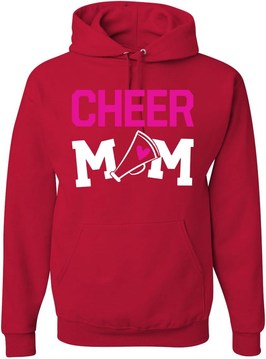 Wild Bobby Cheer Mom Kids Super-Fan Love Pink Heart Sports Unisex Hoodie Sweatshirt