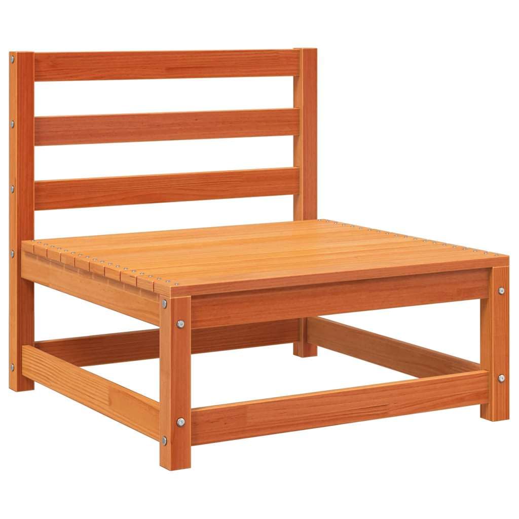 vidaXL Sofá Jardín sin Reposabrazos, Silla de Listones con Respaldo, Sofá Modular, Sillón para Patio Terraza, Madera de Pino Marrón Cera