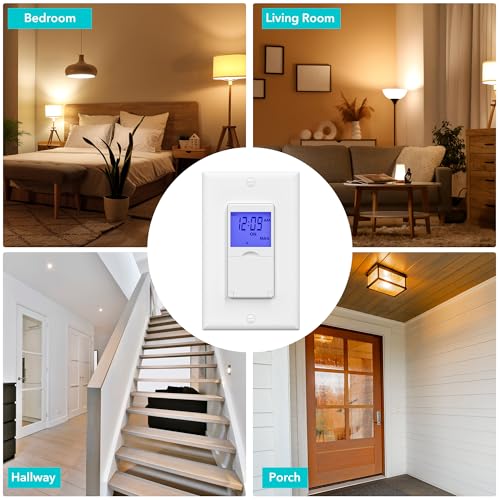 image for BN-LINK 7 Day Programmable in-Wall Timer Switch for Lights, Digital Li