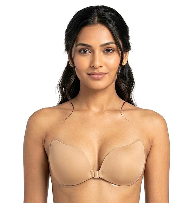 Women Adhesive Silicone Strapless Push-Up | Reusable Stick-On Invisible Support | Backless Off-Shoulder Deep Neck Dress Wear | Free Size | Pack of 1 |-image-28