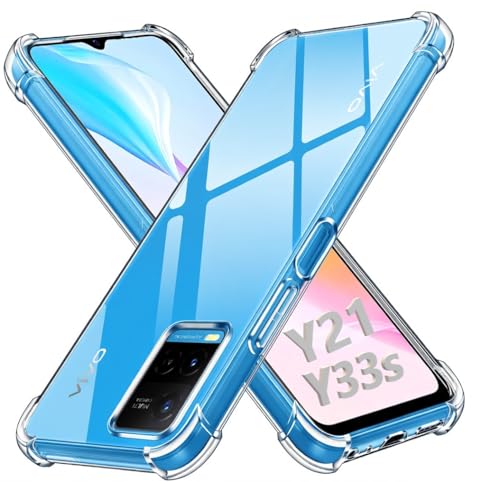 Image of Lustree vivo Y21 /Y33s Back Cover Transparent Case | Clear TPU Shockproof Case with Four Corner Protection & Raised Camera Guard | Slim Protective Cover for vivo Y33s /Y21