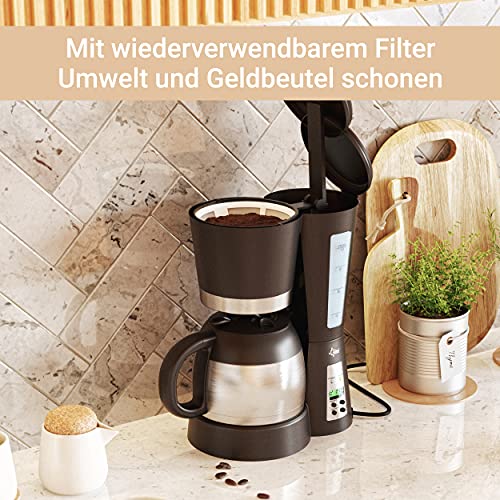 SUNTEC Filter-Kaffeemaschine mit Thermoskanne 1 Liter Füllmenge 8-10 Tassen Edelstahl Schwarz | Coffee Machine Timer… – Bild 6