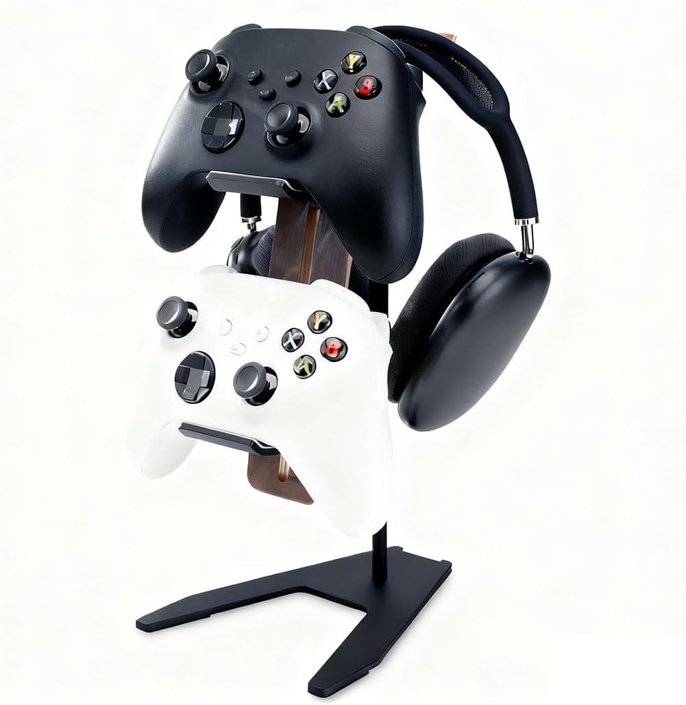 Controller Stand and Headphone Stand, Creative Wooden Controller Holder for Game Room Décor, Controller Stand for Desk, Fit Xbox, PS4, PS5