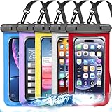 Famoby Up to 8.3' 5 Pack Multicolor Universal Waterproof Phone Pouch, Phone Waterproof Case Dry Bag,Protection Level: IP68,Outdoor Sports for Apple iPhone,Samsung,and More,White,Blue,Red,Purple,Yellow