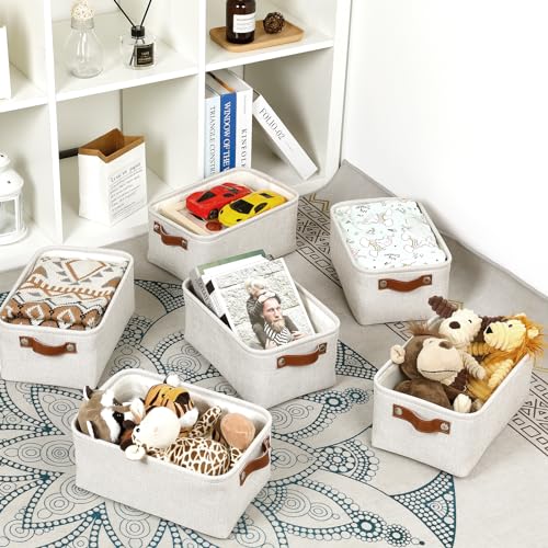 HNZIGE Storage Baskets for Storage Fabric Small Organizer Bins for Shelves,Collapsible Linen Baskets with Cloth Handles for Organizing Closet Nursery Home Shelves,Toy(Black&Gray,11.8" x 7.8" x 5.1") by HNZIGE - Image 7