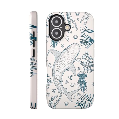 VSANT Compatible with iPhone 17 Case 6.3”, Cute Patterns Shockproof Protective Aesthetic Phone Case with Stylish Designs for Women Girl, Whale Shark Ocean Coral Reefs Jellyfish
