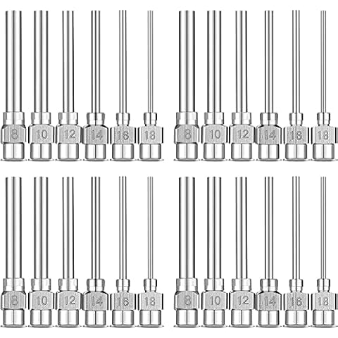 Vrttlkkfe 24 agujas dispensadoras de acero con punta roma Luer Lock Cover