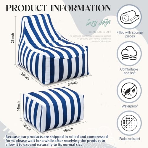 Briwooody Outdoor Bean Bag with Ottoman