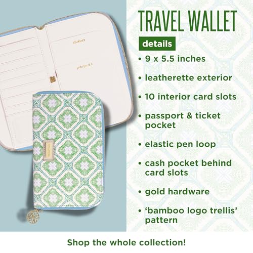 Lilly Pulitzer Leatherette Travel Wallet for Women, Passport Holder with ID Window, Card Slots and Interior Pockets (Bamboo Logo Trellis)4