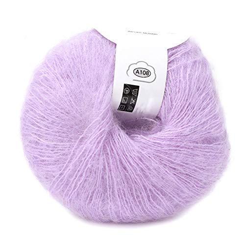 SOONHUA 26g/Roll Soft Angora Mohair Yarn, Popular Pashm Knit Angora Long Wool Yarn for Garments Scarves Sweater (Violet)