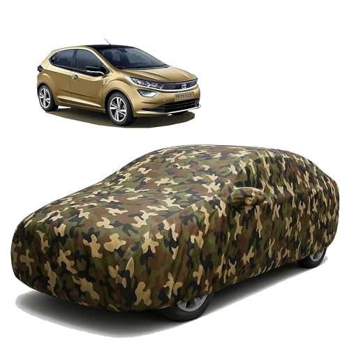 Image of Sulfar 100% Waterproof Car Body Cover Compatible with Mirror for Tata Altroz with Long Lasting Durable Material (Triple Stitched, Full Bottom Elastic, Camouflage Army)