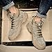 QWUIEOIN Men's Fashion Genuine Leather High Top Lace-Up Outdoor Hiking Boots Comfort Round Toe Non-Slip Casual Shoes for Walking Hiking Farm Backpacking (8,Khaki)