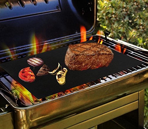 Pbkay Bbq Grill Mat Set Of 2 Heavy Duty Non Stick Reusable -Dishwasher Safe- 16 X 13 Inch #TOP3