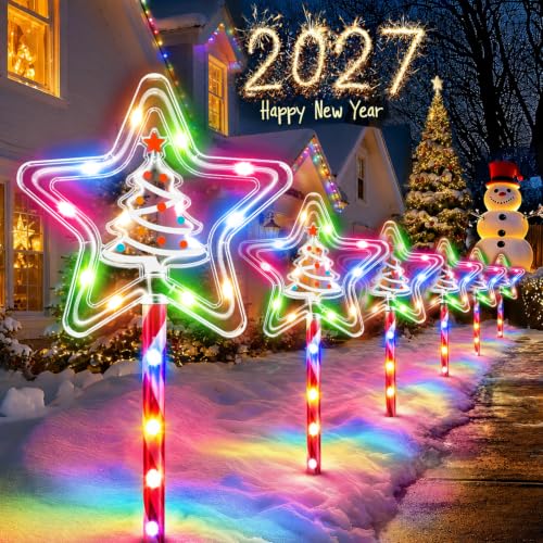KOOPER Christmas Decorations Outdoor, Solar Star Tree Pathway Lights, 6Pack - image 1
