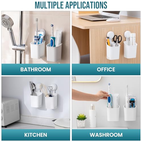 Image of TAILI Suction Toothbrush Holder 2 Pack, Tumblers Replacement Shower Toothbrush Holder for Wall, Powerful Toothpaste Toothbrush Suction Cup, Self-draining Shower Razor Holder, Kitchen Tableware Holder