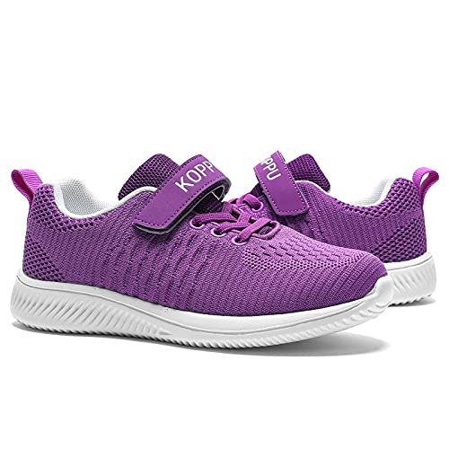 koppu Boys Girls Sneakers Lightweight Breathable Strap Tennis Shoes for Running Walking for Toddler/Little Kid/Big Kid Purple