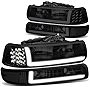 DNA Motoring HL-LB-CSIL99-BK-SM-CL1 Smoked Lens Pair LED DRL Headlight Bumper Lamps Compatible with 99-02 Silverado 1500 2500 00-06 Suburban / Tahoe