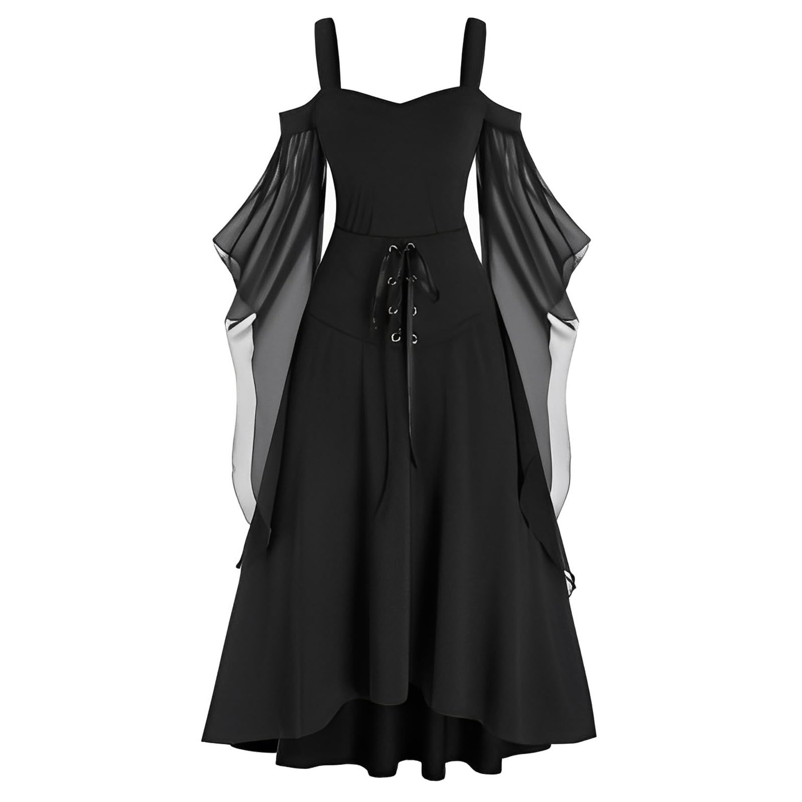 Gothic Mittelalterkleid Damen – A-Linie Mit Schmetterlingsärmeln, Schnürbar, Für Halloween & Cosplay