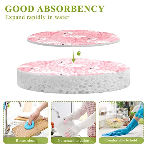 Image of 3PCS Scrub Sponges Pink Flamingo Pop-up Dish Sponge for Cleaning Kitchen Bathroom Household Non-Scratch Scrubber