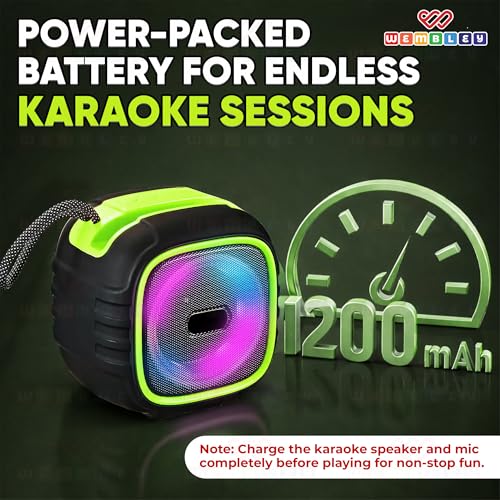 Image of Wembley Karaoke Mic with Speaker Bluetooth | RGB Lights & 5 Voice Effects | Rechargeable Mini Speaker | Mike for Kids with Speaker for Singing | Birthday Gift for Boys & Girls Age 3-14 Years