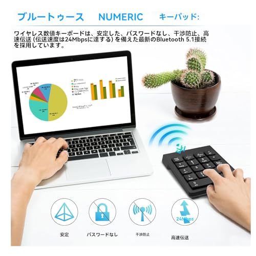 QMDUQMYZ テンキー ワイヤレス 2.4G 数字 キーボード 超薄型 Tabキー付き 持ち運び便利 無線 ナンバーパッド 片手デバイス 高耐久 多機種対応 デスクトップPCノートブック用 の商品画像 4