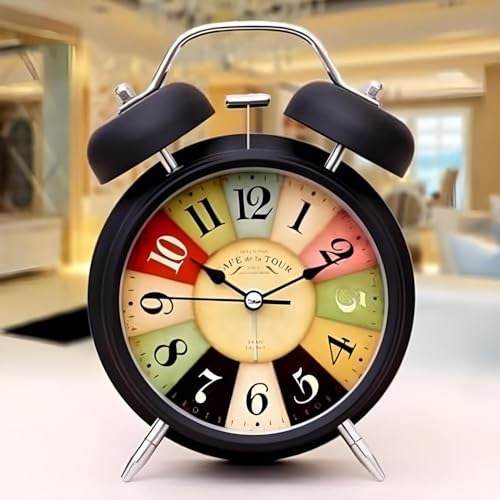 Image of Blairmore Alarm Clock, Silent Non Ticking Small Clock, Battery Operated, Simple Design, Old Fashioned Style Ideal Decor, for Bedroom, Bedside, Desk, Adult, Kid, Gift (Tween Rainbow)