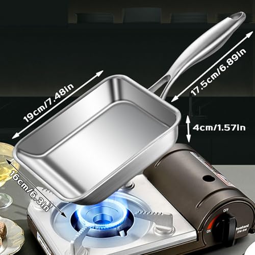 Non-stick frying pans, stainless steel pan, portable square cooking pan, 3 ply non-stick frying pan with deep surface, small iron cookware, durable kitchen tool for home cooking - Image 7