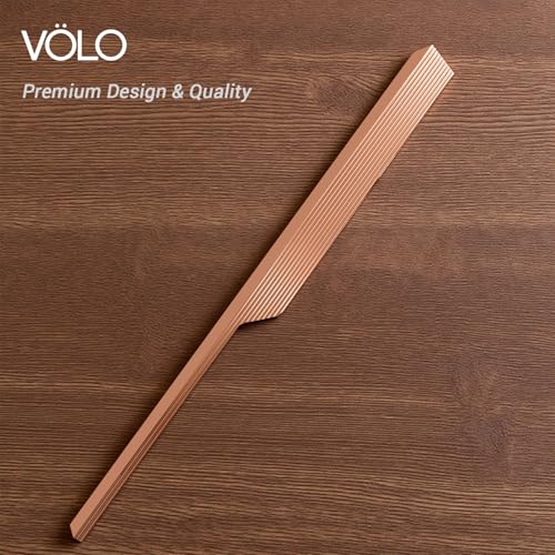 Image of VOLO Cabinet Handle - Multi-Use Pull Handle for Wardrobes, Drawers, Sliding Closets, and Doors in Kitchen, Office, Bedroom (SAC-59) (1 Pair Left & Right) (Rose Gold, 450MM (18 Inch))