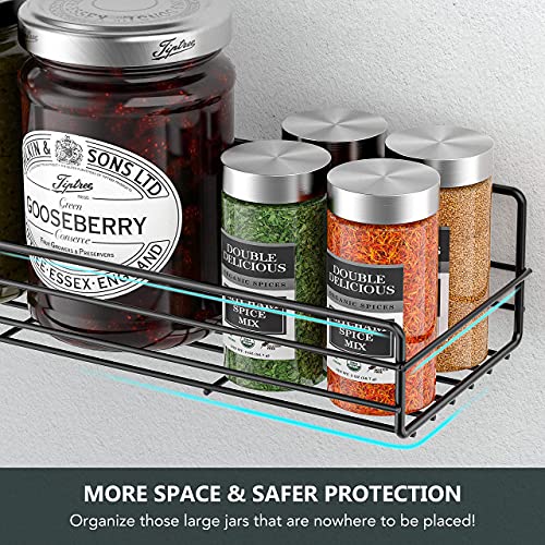 Moforoco Spice Rack Organizer Wall Mount (6Pack), Hanging Black Spice Pantry Organization Storage Shelf, Farmhouse Seasoning Organizer, Flexible Wall Shelves Decor Kitchen Essentials Home Organization #TOP2