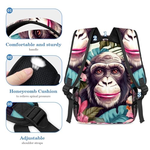 Sac à dos motif singe multicolore pour voyages et école - 4