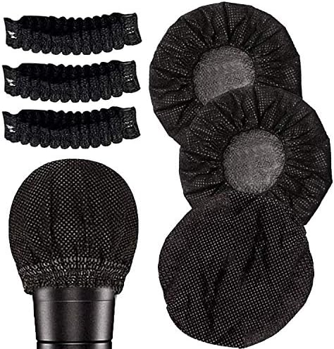 140 Pieces Disposable Microphone Cover Non-Woven Microphone Cover Windscreen Mic Cover Protective Cap for KTV Recording Room News Gathering, 3 Inch (Black)