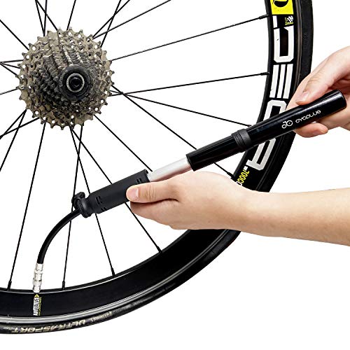 CYCPLUS Mini Portable Bike Tire Pump Bicycle Fram Mount Pump Fits Presta & Schrader Valve 120 PSI High Pressure for Road Mountain and BMX Bikes Includes Mount Kit A30 Black - Thumbnail 5