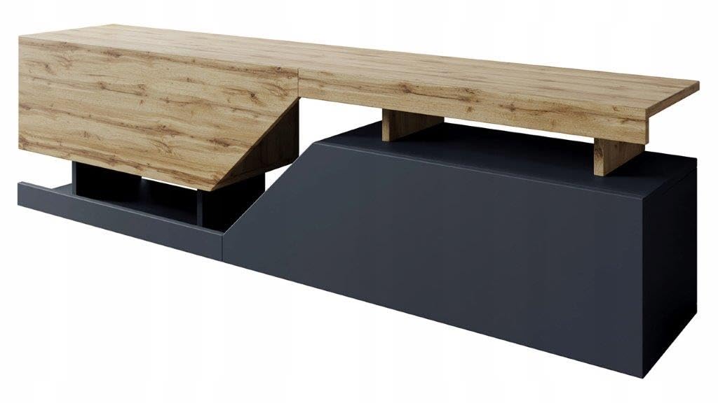 BDW Commode RTV, 160 x 35 x 47 cm (H) - Grand Espace de Rangement - Armoire Multifonction pour Couloir, Salon, Chambre à Coucher (Chêne Wotan/Gris)