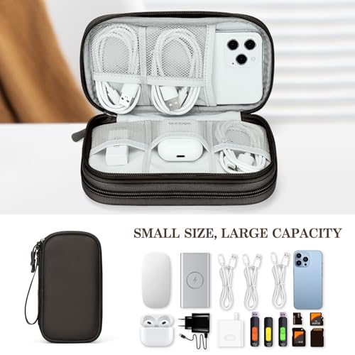 Image of FYY Electronic Organizer, Travel Cable Organizer Bag Pouch Electronic Accessories Carry Case Portable Waterproof Double Layers All-in-One Storage Bag for Cable, Cord, Charger, Phone, Earphone Coffee