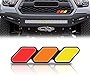 Yonput 1 Pack Car Grille Diamond-Shaped Tri Color Mark, 4.7In x 1In Tri Color Grill Badge Decorative Logo, ABS Thickened Firm Center Mesh Logo, Auto Universal Accessories (Yellow, Orange, Red)