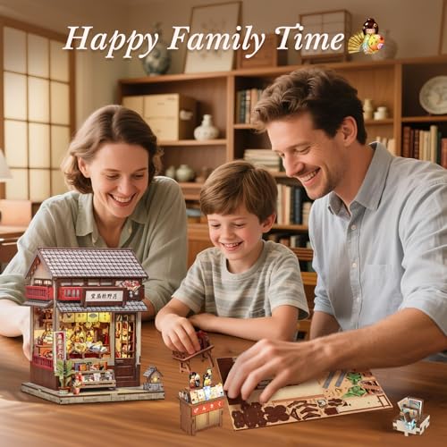 Image of CUTEBEE Book Nook Kit for Adults - DIY Miniature House Japanese Fan Shop, 3D Wooden Puzzle to Build Yourself, Bookshelf Decoration, Creative Gift (Tsukino Eogi-dou)