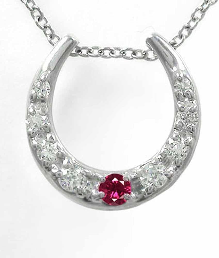 Amazon | アルマ ルビー 馬蹄 ネックレス 18金ホワイトゴールド