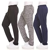 DARESAY Men’s 3-Pack Performance Jogger Sweatpants with Pockets - Open-Bottom, Lightweight, Quick-Dry, Drawstring Waist.
