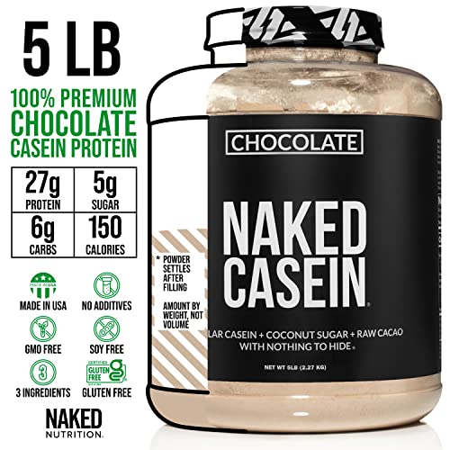 Naked Nutrition Naked Chocolate Casein - Chocolate Micellar Casein Protein - 5 Pound Bulk, Gmo-Free, Gluten-Free, Soy-Free, Preservative-Free - Stimulate Muscle Growth - Enhance Recovery - 60 Servings #TOP2