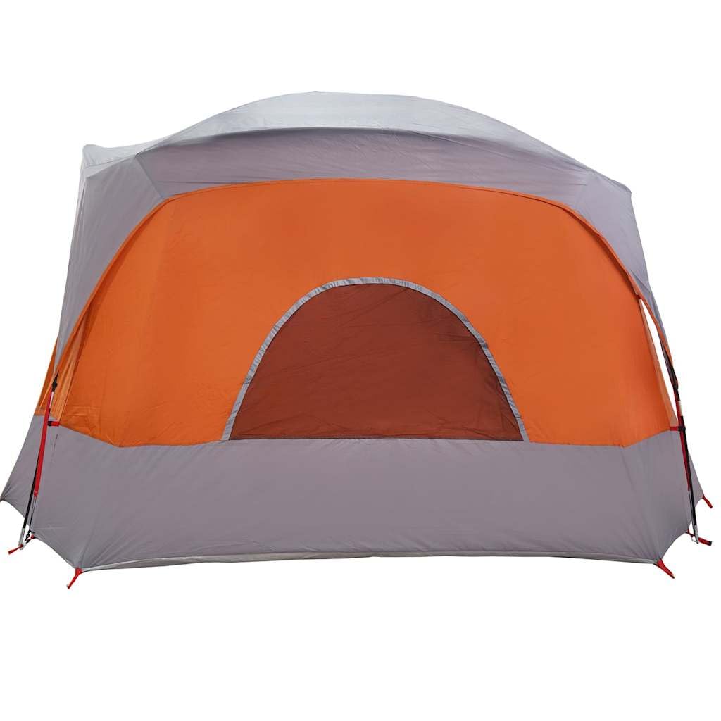 Tenda familiare per persone grigio e arancione, impermeabile, in poliestere, 322 x 370 cm, con attacco E e tenda rimovibile per campeggio, attività all'aperto, festival, escursioni