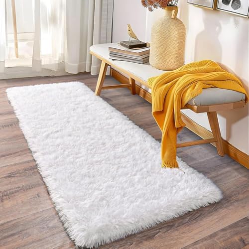 Tapete Passadeira 2,00 x 0,60 Corredor Quarto Sala Felpudo (Branc...