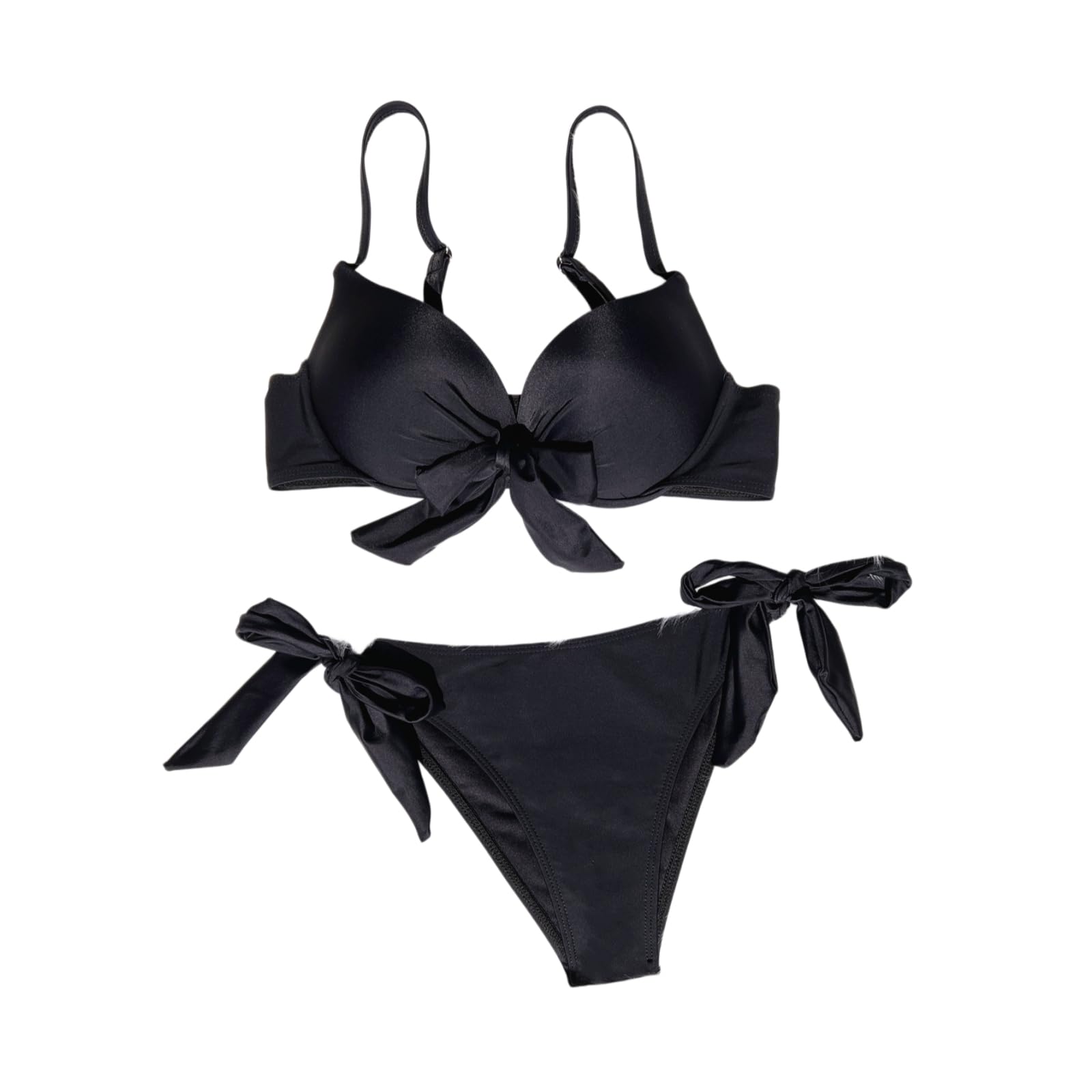 Set Bikini Donna Bright Red Front Bow Underwire Set, Regolabile Tie-Side Two-Piece Costume da Bagno per Le Vacanze in PisChina sulla Spiaggia