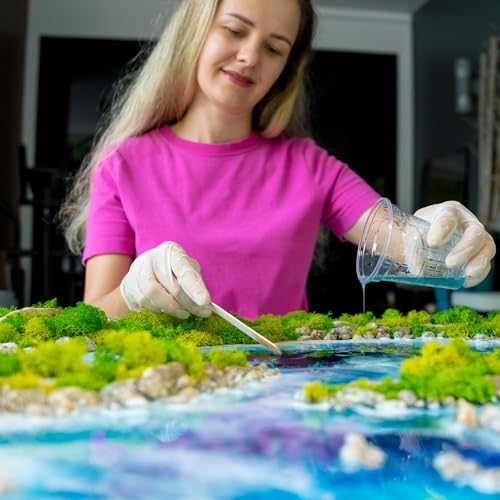 Honoson 9 Pack Total 460Gram Scenery Basing Material Kit Basing Material Kit Diorama Supplies Include Grass, Stone, Snow, Moss Stick, River, Desert for Model Railway Train Garden Diorama Scenery - Image 5