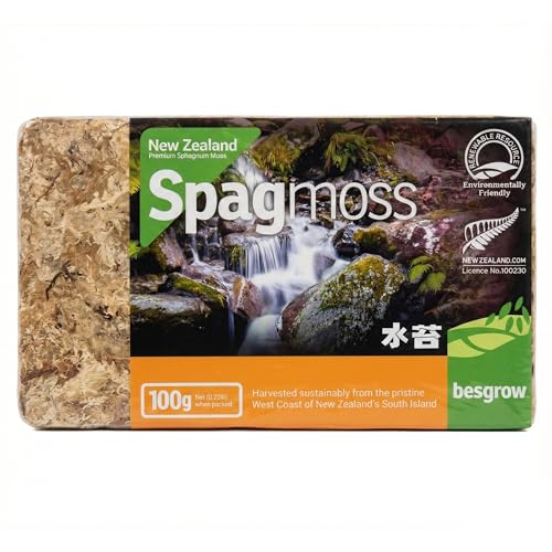 besgrow Premium New Zealand Sphagnum Moss 100g (8L When Hydrated) - Harvested Sustainably from The Pristine West Coast of New Zealands South Island