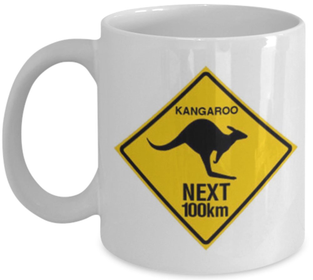 Shaniztoons White Australian Kangaroo Sign Australia Gift Mug