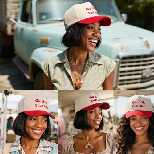 Funny Trucker Hats Embroidered Vintage Snapback Hat for Women Put It On My Husband's Tab Hats Gag Gifts Baseball Cap Red