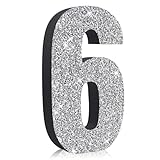BAOOOFUL 7.8 Inch Glitter Number Table Centerpiece 0-9 Diamond Number 6 Birthday Table Decorations,Wooden Centerprise Digit 6 for Birthday,Chrismas,Graduation,Wedding,Anniversary Party Decorations