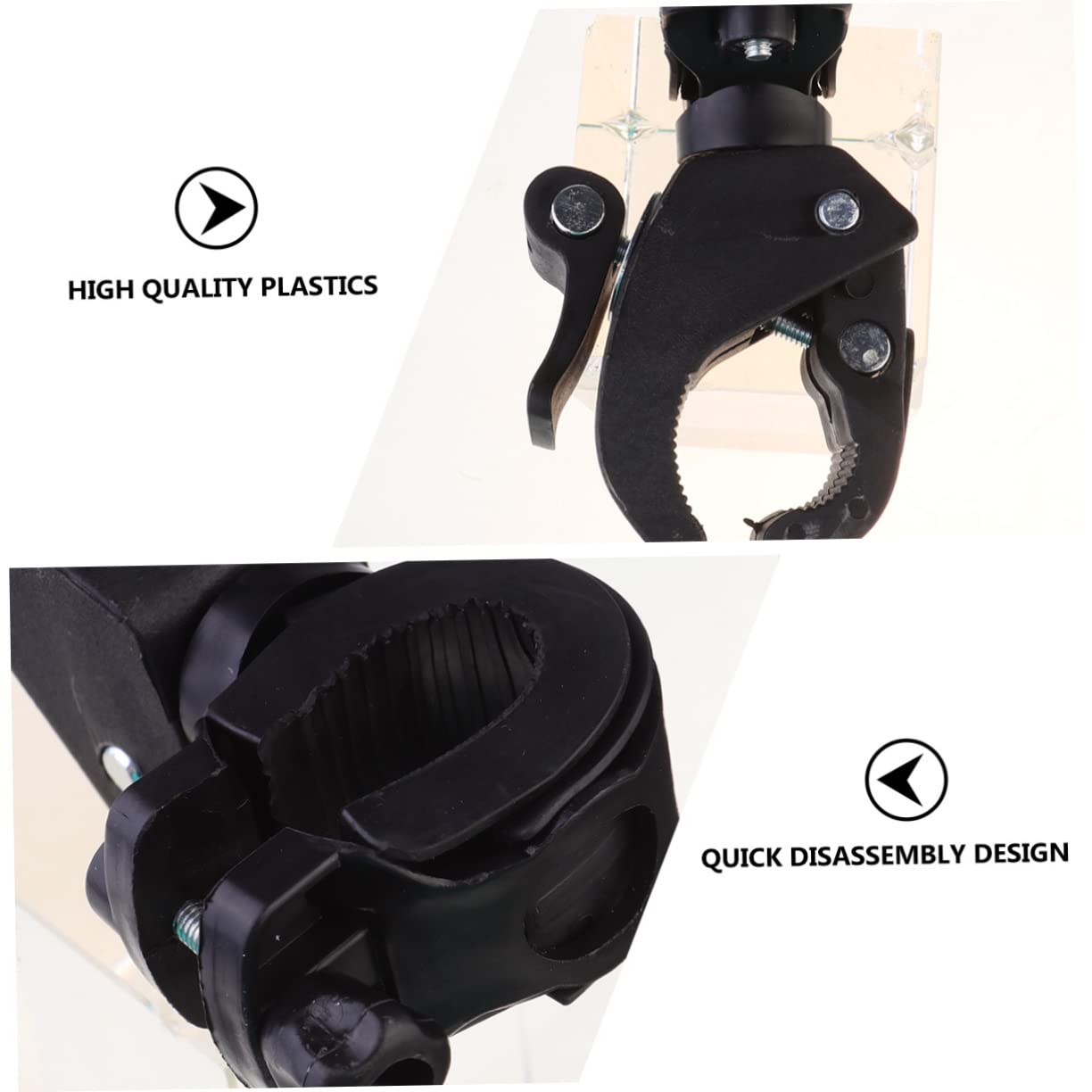 Balacoo 2pcs Plastic Bike Light Holder Rotatable Handlebar Flashlight Bracket for Mountain and Road Bikes Lightweight and Easy to Install Black